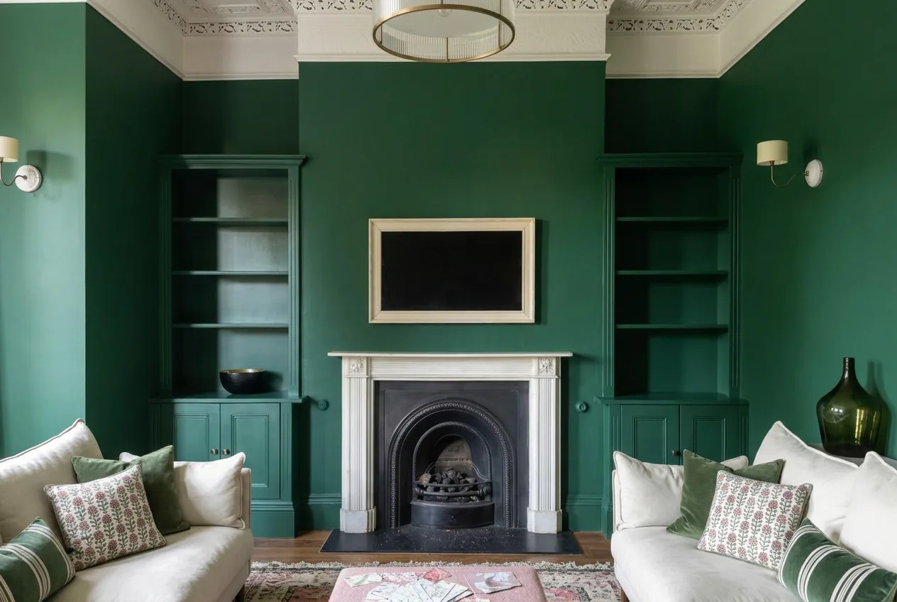 Period fireplace alcove cabinets